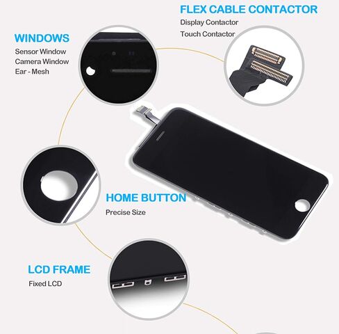 ZTR LCD Touch Screen Digitizer Frame Assembly Full Set LCD Touch Screen Replacement for iPhone 6 Plus 5.5 inch (Black) in Kuwait