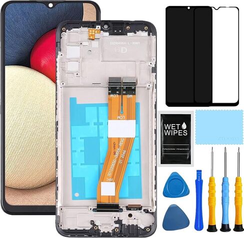 For Samsung A02s Screen Replacement kit for Samsung Galaxy A02s LCD Display A025a A025u s124dl Touch Screen Digitizer Assembly with Tools 6.5 inch (Black with Frame) in Kuwait