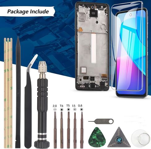 شاشة بديلة لشاشة Samsung Galaxy A52 5G لهاتف Samsung A52 5G A526U A526T A526V SM-A526A A526B A526U1 A526W مجموعة محول رقمي لشاشة LCD تعمل باللمس مع عدة (مع إطار) in Kuwait