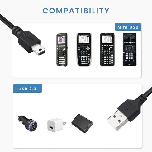 شاحن متوافق مع آلة حاسبة الرسوم البيانية TI-84 Plus CE، TI-Nspire CX/CX CAS - كابل شحن بطول 3 أقدام in Saudi Arabia