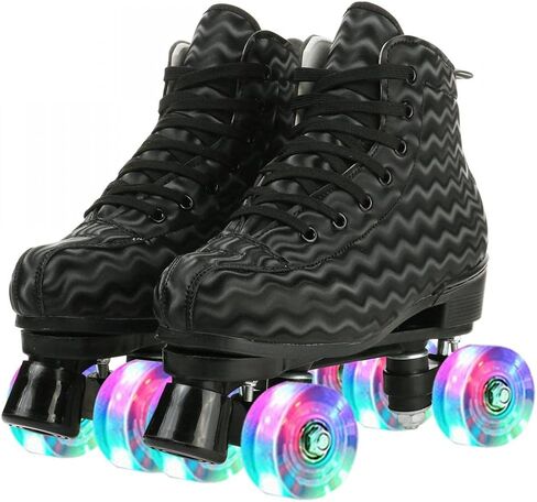 jessie Womens Roller-Skates Zebra Printed High-top Roller-Skates Four-Wheel Shiny Roller-Skates for Adult Youth Outdoor with Shoes Bag in Kuwait