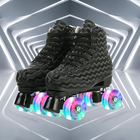 jessie Womens Roller-Skates Zebra Printed High-top Roller-Skates Four-Wheel Shiny Roller-Skates for Adult Youth Outdoor with Shoes Bag in Kuwait