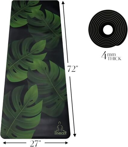 سجادة يوجا كبيرة جدًا - بساط يوجا غير قابل للانزلاق بسمك 4 مم للتمارين واللياقة البدنية لليوجا الساخنة، بساط يوجا مطاطي من البولي يوريثان للبيلاتيس، وحزام حمل حر قابل للتمدد متضمن للتمرين في صالة الألعاب الرياضية المنزلية in Kuwait