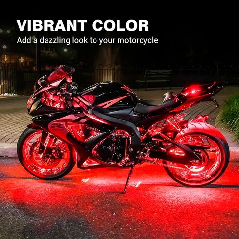 طقم إضاءة LED للدراجات النارية من MICTUNING شرائط RGB نيون متعددة الألوان مع جهاز تحكم عن بعد ذكي، وظيفة إضاءة الفرامل - 8 قطع مصابيح LED متوهجة متوافقة مع عربات الجولف والسكوتر ATVs UTVs in Saudi Arabia