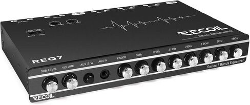 Recoil REQ7 7 Band 1/2 DIN Pre-Amp Car Audio Parametric Graphic Equalizer مع RCA والمدخلات المساعدة، مدخلات عالية المستوى، مخرجات RCA عالية الجهد in Kuwait