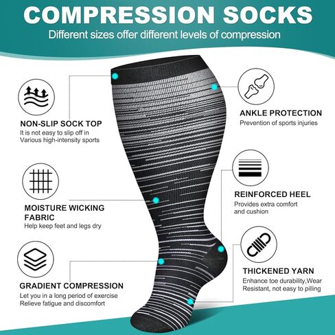 3 أزواج من الجوارب الضاغطة بمقاس كبير من جينوفيجا للسفر للرجال والنساء in Kuwait