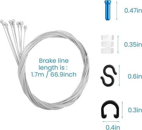 10PCS 1.7M Bike Brake Wire Set for Road Bike, free end caps and end sleeves in Kuwait