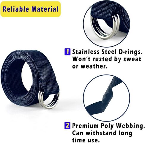 Web Football Belt with Two Stainless Steel D Rings 52' Football Pants Belt for Men Women Kids Youth Boys Girls in Saudi Arabia
