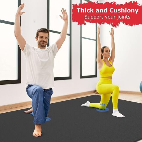 سجادات تمرين كبيرة جدًا 6 × 4/7 × 5/9 × 6/10 × 6-7 مم سجادة رياضية سميكة فائقة المتانة وغير قابلة للانزلاق لأرضيات الصالة الرياضية المنزلية، مثالية للقلب واللياقة البدنية وغير سامة وغير قابلة للانزلاق حافية القدم لممارسة اليوغا in Kuwait