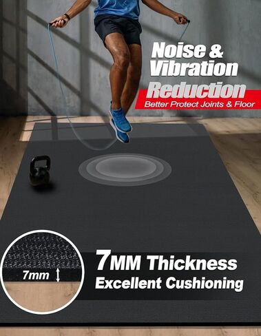 7' x 5' x 7mm Extra Large Exercise Mat, [35 Sq.Ft] Heavy-Duty & Extreme Non-Slip Rubber Gym Flooring for Home Gym, Pro Yoga Mat Gym Mat for Home Workout & Exercise Equipment, Shoe-Friendly in Saudi Arabia