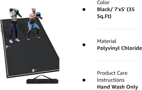 7' x 5' x 7mm Extra Large Exercise Mat, [35 Sq.Ft] Heavy-Duty & Extreme Non-Slip Rubber Gym Flooring for Home Gym, Pro Yoga Mat Gym Mat for Home Workout & Exercise Equipment, Shoe-Friendly in Saudi Arabia