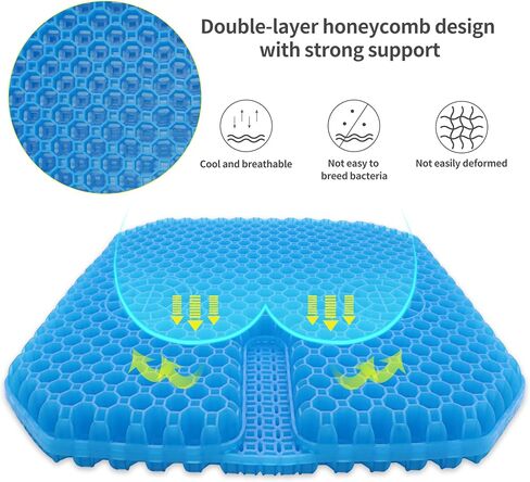 Gel Seat Cushion, Double Layer Egg Gel Cushion for Pressure Relief, Seat Cushion for The Car,Office,Wheelchair&Chair.Breathable Design,Durable,Portable in Saudi Arabia