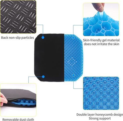 Gel Seat Cushion, Double Layer Egg Gel Cushion for Pressure Relief, Seat Cushion for The Car,Office,Wheelchair&Chair.Breathable Design,Durable,Portable in Saudi Arabia