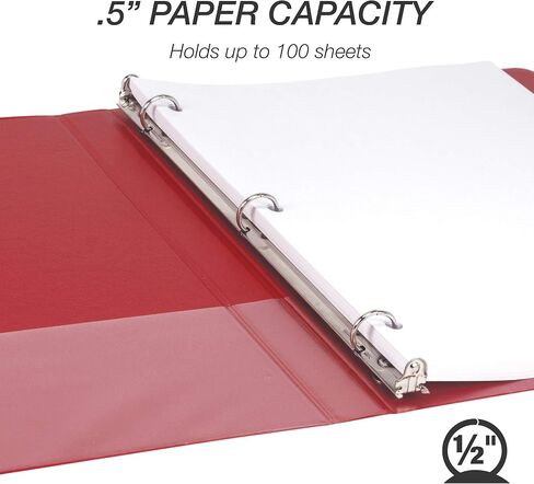 Samsill Durable .5 Inch Binder, Made in The USA, Round Ring Customizable Clear View Binder, Red, 8 Pack (MP88413) (Pack of 3, 24 Count Total) in Saudi Arabia