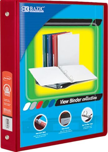 BAZIC 1.5" Burgundy 3-Ring View Binder w/2-Pockets in Kuwait