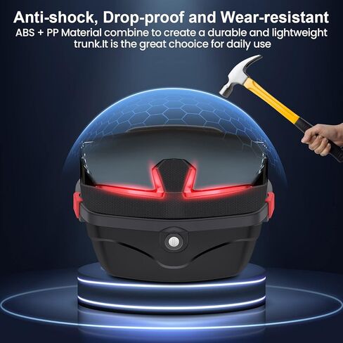 حافظة علوية للدراجات النارية سعة 35 لتر، صندوق خلفي للدراجة النارية، حامل تخزين الأمتعة، حافظة بلاستيكية مع مسند ظهر ناعم، تركيب عالمي لأمتعة الخوذة، صندوق علوي مقاوم للماء للدراجات النارية - أبيض in Kuwait