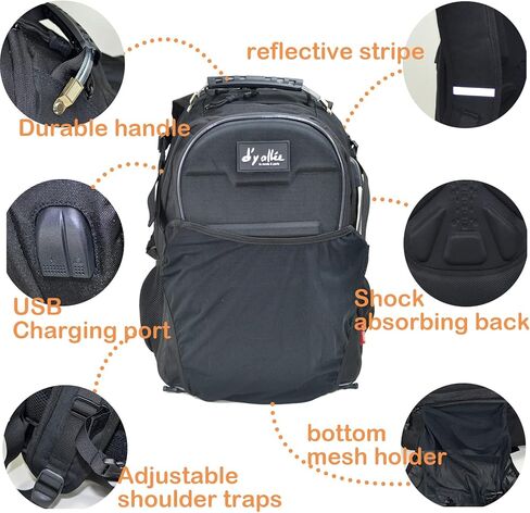 حقيبة ظهر للدراجة النارية سعة 35 لتر من d'yallee، حقيبة ظهر مضادة للماء بهيكل صلب وحقائب أمتعة للدراجات النارية للرجال مع غطاء للمطر in Kuwait