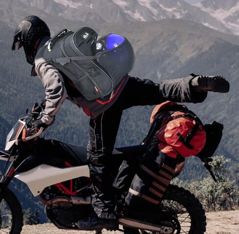 حقيبة ظهر للدراجة النارية سعة 35 لتر من d'yallee، حقيبة ظهر مضادة للماء بهيكل صلب وحقائب أمتعة للدراجات النارية للرجال مع غطاء للمطر in Kuwait