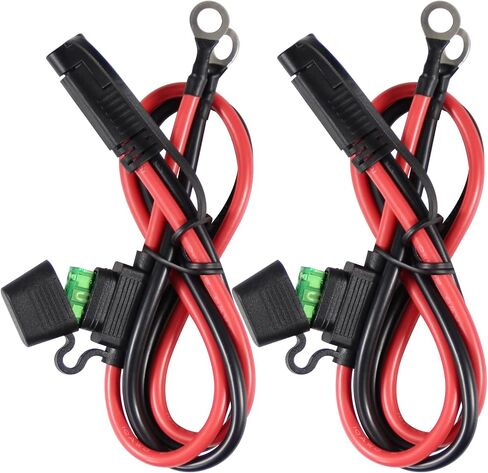 [5 عبوات] حزام طرفي بطول 2 قدم SAE إلى O 10AWG - حزام على شكل حرف O ذو حلقة دائرية مقاس 10 مع مصهر 30 أمبير، كابل شحن سريع للدراجات النارية، سلك شحن سريع التوصيل/فصل SAE in Kuwait