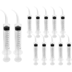 Plastic Disposable Dental Syringes, YOUYA DENTAL 12 Pack 12ml/cc Syringes Set with Curved Tip Disposable Gradient Dental Irrigation Syringes for Oral Care Tonsil Stone Removal Lab Feeding Small Pets