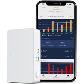 T5 Touchless Sleep Monitor with Mobile App, Remote Heart Rate Viewing, Real Time Respiration Tracking, Improve Sleep Quality, View Personalized Sleep Data