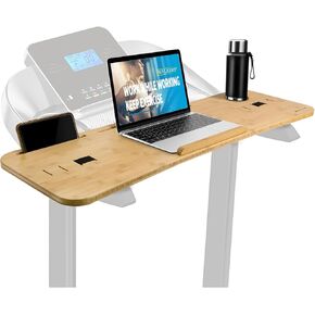 Nnewvante Treadmill Desk Attachment,Bamboo Laptop Holder Stand for Treadmill Workstation Handrail up to 35.5"