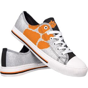 FOCO Clemson Tigers NCAA Womens Glitter Low Top Canvas Shoes - 9