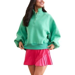 Womens Long Sleeve Pullover 2024 Fashion Fall V Neck Button Down Hooded Sweatshirts Tops