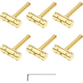Zinc Alloy Bridge Saddles Bass Compensated Saddles for 3 Tone Tele Bass Electric Guitar (6 Pack, Golden)