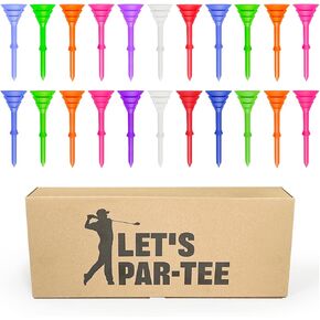 FINGER TEN Golf Tees Plastic 3 1/4 inch Unbreakable Upgraded Bulk 50/100 Pack Reduce Friction Side Spin Stable 83mm Long Tee for Men Women Practice