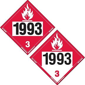 Labelmaster ZTV299393 Two-Sided 4-Digit Hazmat Placard, 1993 Flammable/1993Combustible, Rigid Vinyl (Pack of 25)