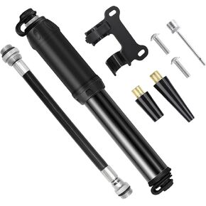 Mini Bike Pump Portable, 100 PSI High Pressure Bicycle Tire Pump, Bike Air Pump Fits Presta and Schrader Valve, Frame Mount Pump for Road Mountain Bikes & Ball Pump with Needle