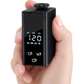EXTRACTME Motorcycle Electric Tiny Pump with Gauge, Max 120 PSI Mini Bike Pump, Auto Stop, Pocket-Size Bicycle Air Pump with 4 Modes, for E-Bike, Mountain Bike, City Bike and Ball (Aluminum Body)