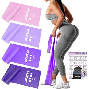 Resistance Bands for Physical Therapy Women, Extended Exercise Stretch Bands for Yoga, Pilates, Rehab, Fitness and Strength Training, Elastic Workout Bands with Training Poster