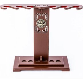 Kylin Vertical Sword Stand Floor, 6 Tier Options Available，Wooden Standing Sword Rack，Furnished in Black With a Gold Lion’s Head，Japanese Samurai Sword Holder (red)