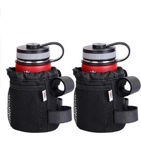 KEMIMOTO Bike Cup Holder 2 PCS, Bicycle Water Bottle Holder for Bike Handlebar, Bike Drink Holder with Mesh Pockets Phone Bag, Compatible with Road Bike MTB E-Bike Scooter Scooter Wheelchair