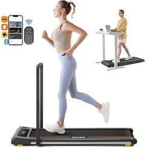 Walking Pad Treadmill, Under Desk Treadmill for Home Office, Portable Treadmills with Handle Bar, 2 in 1 Foldable Walking Pad Treadmill with Remote Control, App, and LED Display