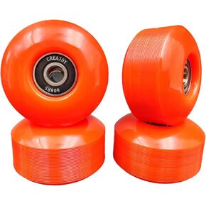 Skateboard Wheels, 52mm 95a, Set of 4 with Bearings (Red)