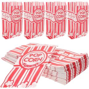 Zerodeko 50pcs Mini Popcorn Packing Bags Bulk Paper Popcorn Wrapped Bag French Fries Bag Popcorn Pouch Popcorn Individual Snack Size Bag for Pack (Red)