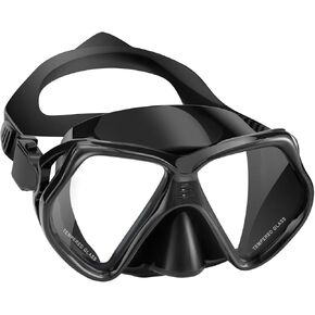 2 Window Swimming Goggles Snorkel Mask Adult Unisex Tempered Glass Shatterproof Scuba Diving Mask Anti-Fog No Leak Snorkeling Mask 180° Clear View Goggles with Nose Cover Men Women Youth