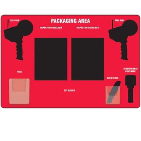 Accuform Packaging Area Store Board, Large, Red with Black Shadows