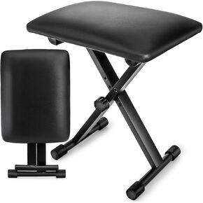 Foraineam Adjustable Keyboard Bench, X-Style Padded Cushion Piano Stool Bench Collapsible Keyboard Chair Seat with Non-Skid Design