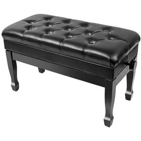 Genuine Leather Piano Bench Duet Piano Bench with Storage,Adjustable Heavy Duty Wooden Double Keyboard Piano Bench Seat XHJ-11G(Black)