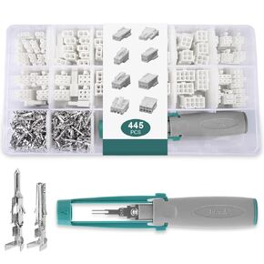 JRready ST6490 Dual Row 2 4 6 8 Pin Connector kit,w/Terminal Pin 18-24 AWG,Molex Extraction Tool,Compatible with Molex Mini-Fit Jr. Connector,4.2mm Pitch,Free Hanging