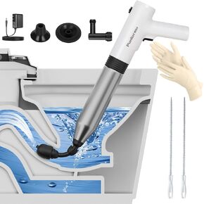 Electric Toilet Plunger,Unclog In One Shot,Remover For Bathroom,Kitchen Pipes Clog,High Pressure Air Plungers For Bathroom Heavy Duty (White)
