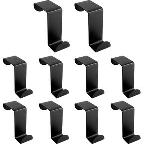 10PCS Over The Door Hooks, Z-Shaped Dual Head Hanging Hook Fits The 3/4" and 1-1/2" Door Widths, Reversible Stainless Steel Door Hooks, Black