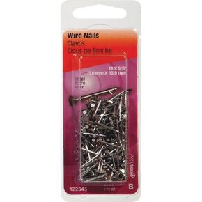 122545 Hillman Common Nail 5/8" Bright Steel 19 Ga Card 1.75 Oz, Pack of 1, No Color