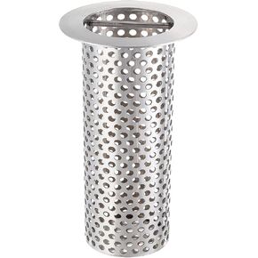 3" Commercial Floor Drain Strainer, 6'' High, Thick Perforated Stainless Steel and Finely Polished Drain Basket