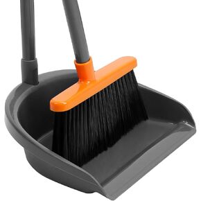 Long Handle Broom with Dustpan Combo Set for Office Home Kitchen Lobby Floor Cleaning Broom Dustpan for Indoor&Outdoor Sweeping