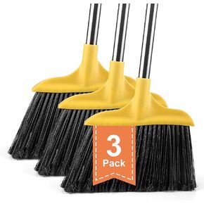 3 Pack Outdoor Heavy Duty Broom 59 Inch - Commercial Grade for Patio, Garage, Restaurant, Lobby, Mall, Market, Office, Kitchen, Driveway, and Warehouse Cleanup